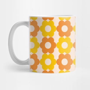 Orange, Yellow Retro 60s, 70s Floral Pattern Mug